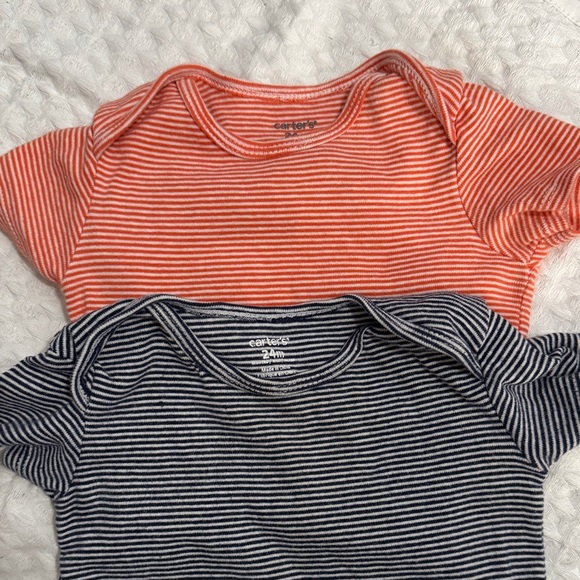Carter's Kids Striped Tees - Coral and Navy - Picture 1 of 5